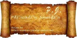 Pászkán Jonatán névjegykártya